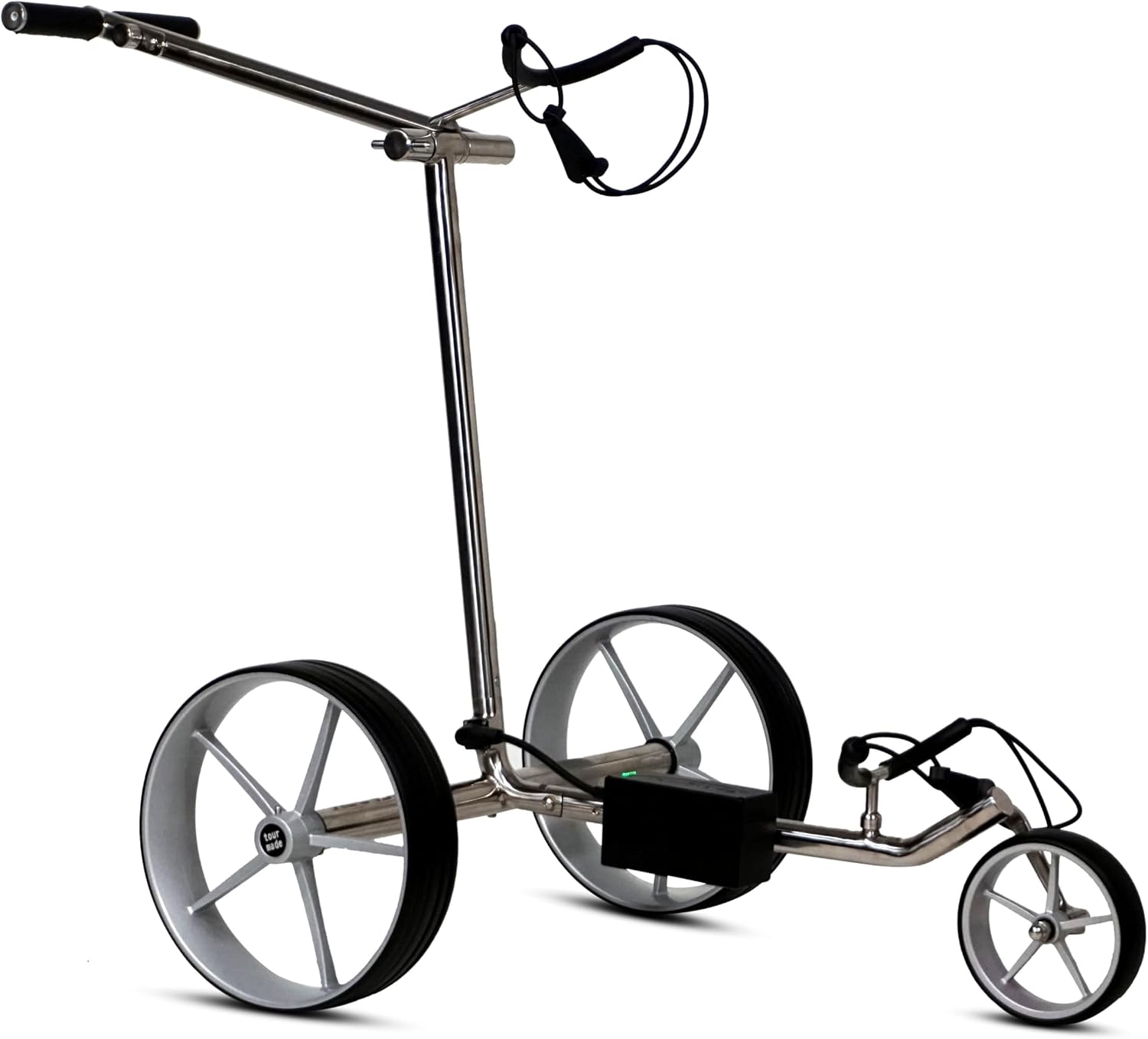 Tour Made Haicaddy HC9, chariot de golf électrique en acier inoxydable poli